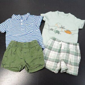 4pc Bundle Carter's Baby Boy 9M Summer Dinosaur Sunglasses T-Shirt & Shorts Sets